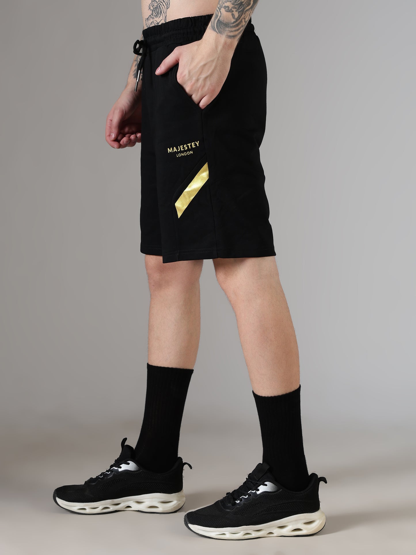 Gold-Stripe Shorts