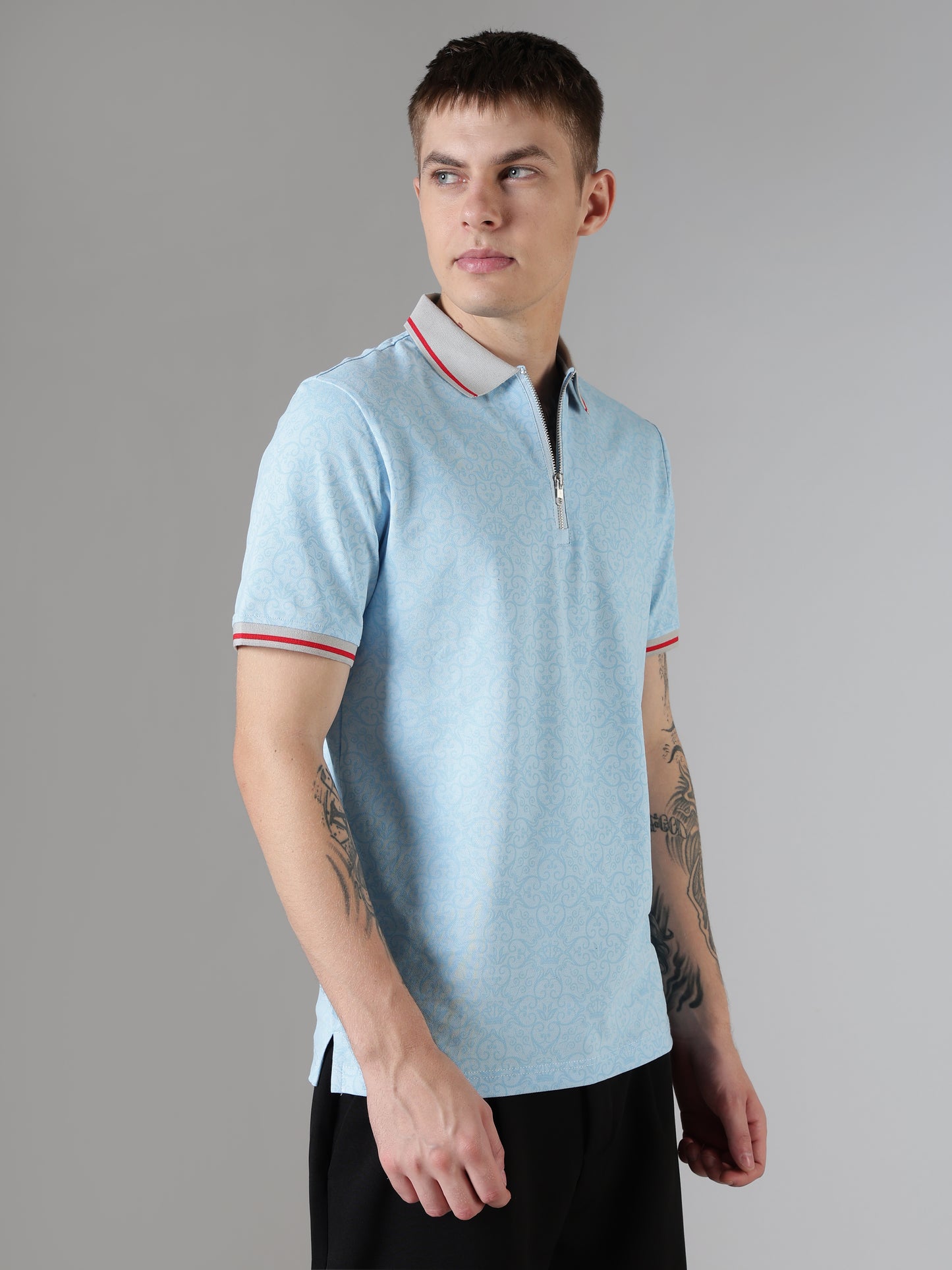 Monogram Sky Zip Polo