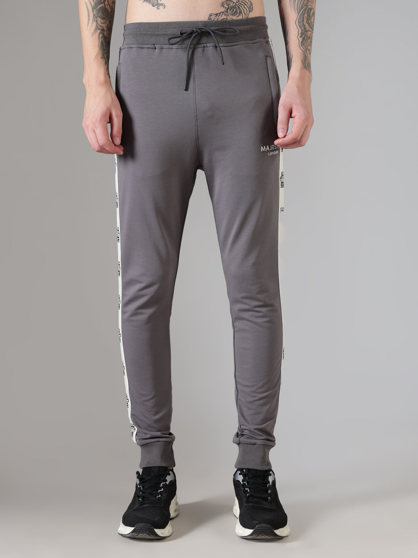 Grey Crown Tape Track Pants