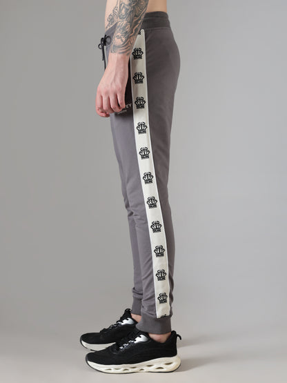 Grey Crown Tape Track Pants