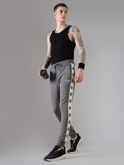 Grey Crown Tape Track Pants