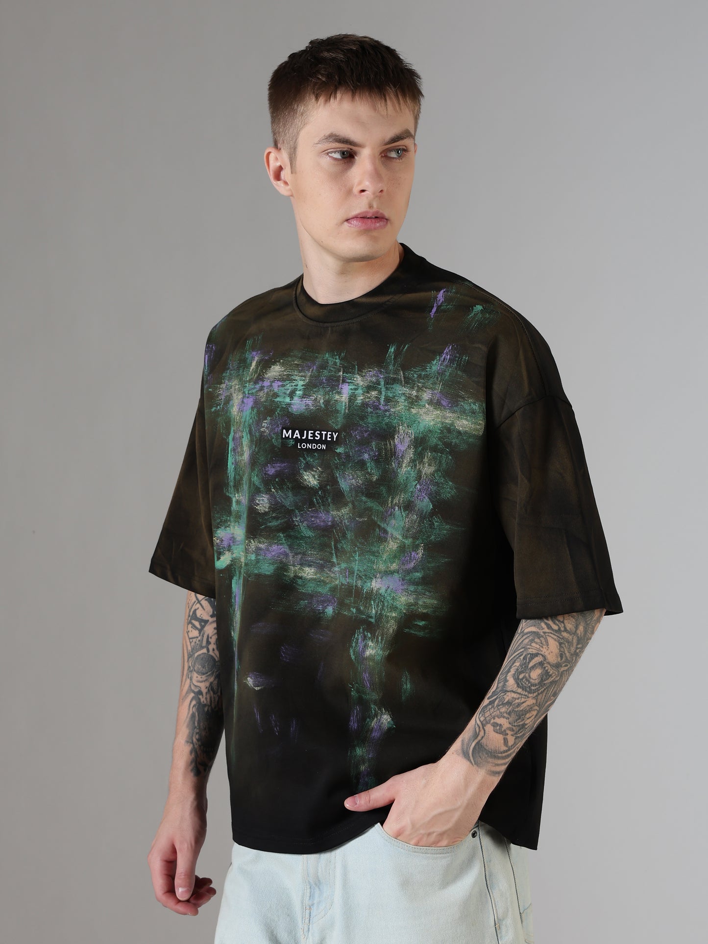 Midnight Abstract Canvas Oversized Tee