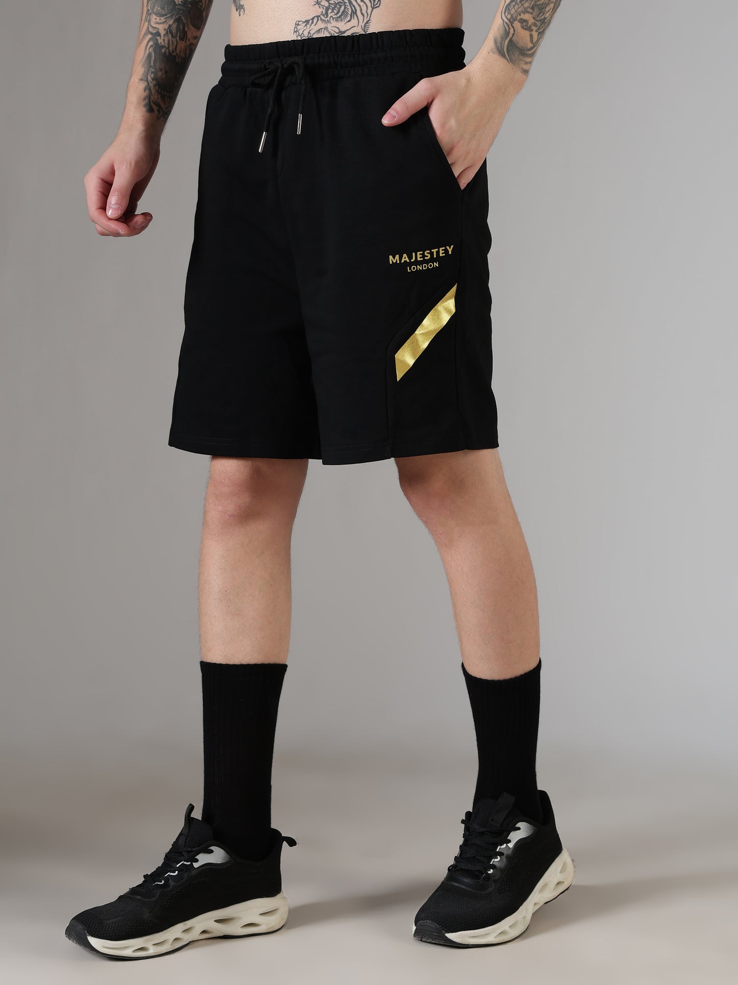Gold-Stripe Shorts