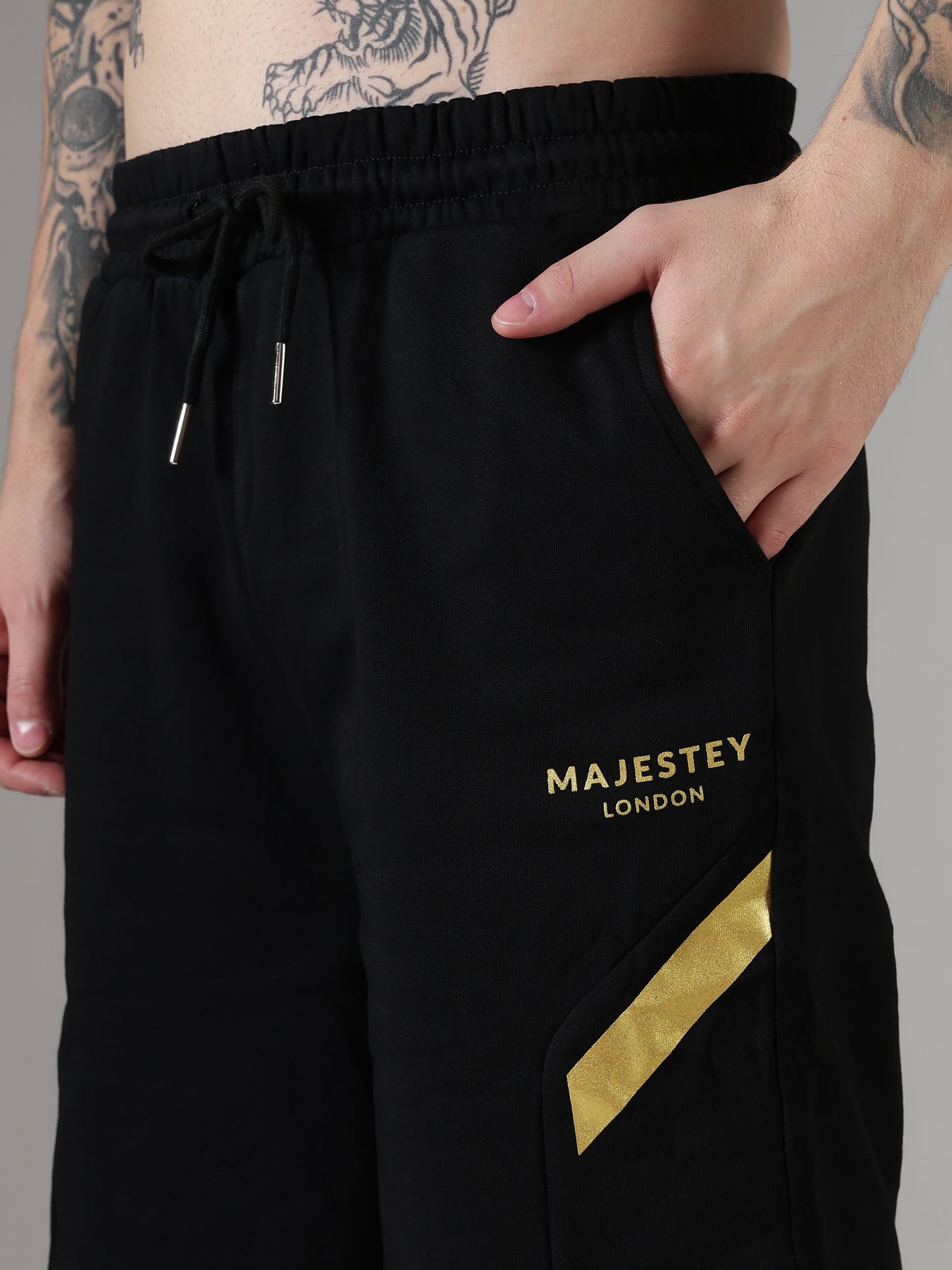 Gold-Stripe Shorts