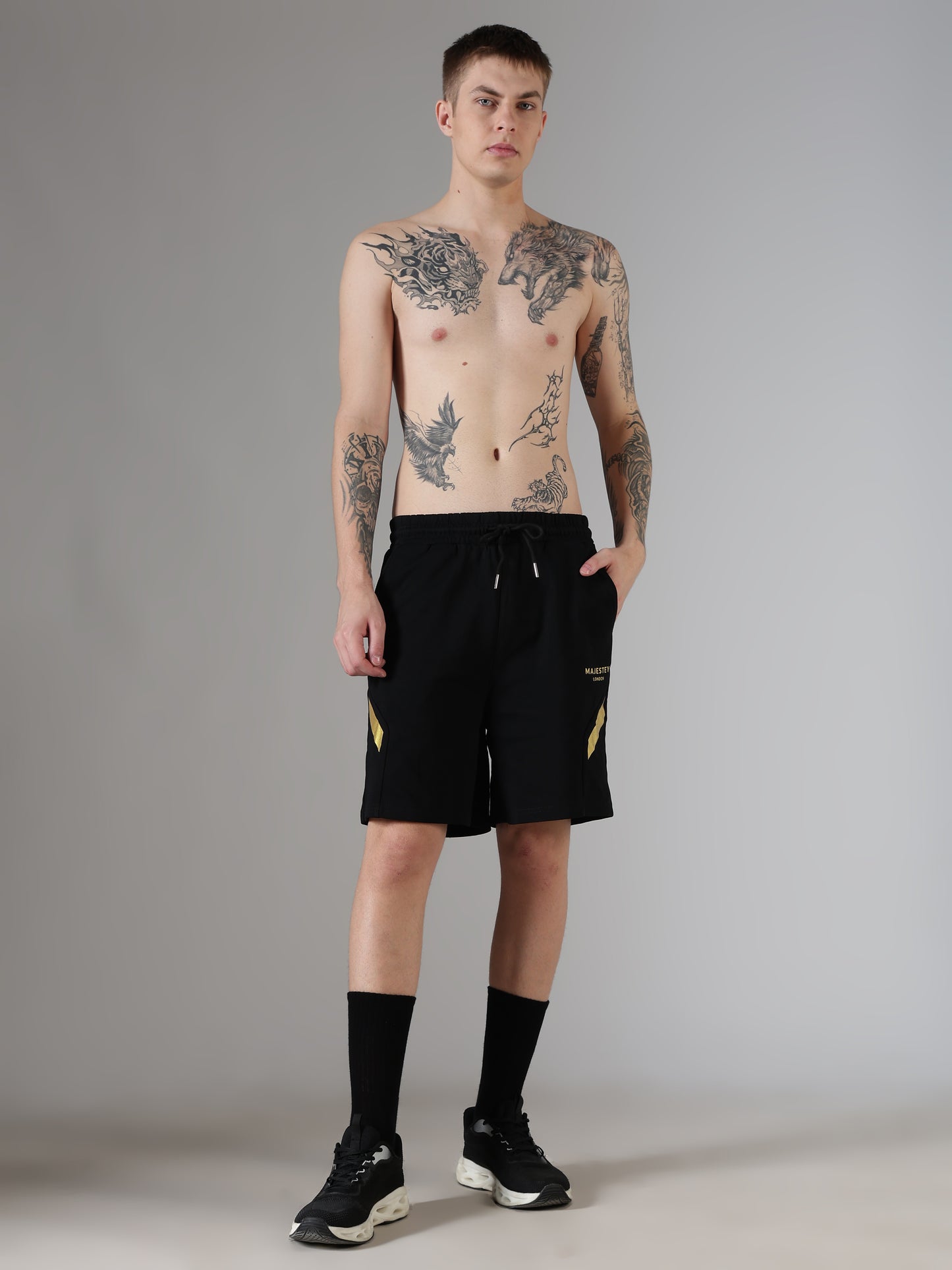 Gold-Stripe Shorts