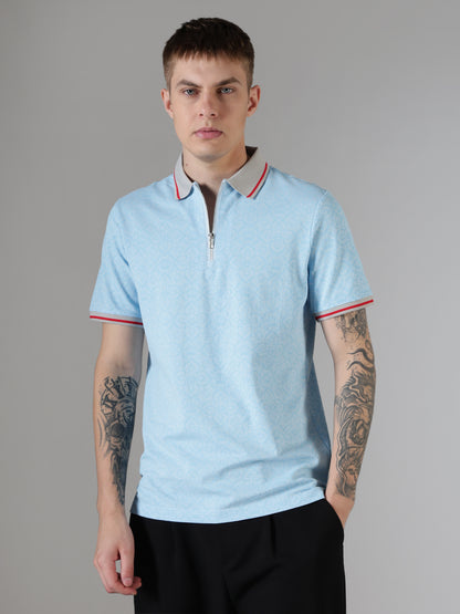 Monogram Sky Zip Polo