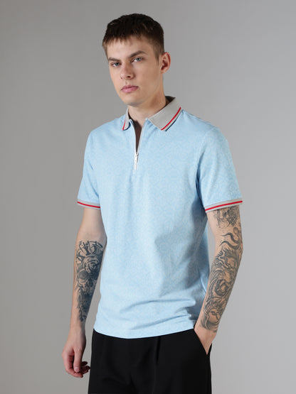 Monogram Sky Zip Polo