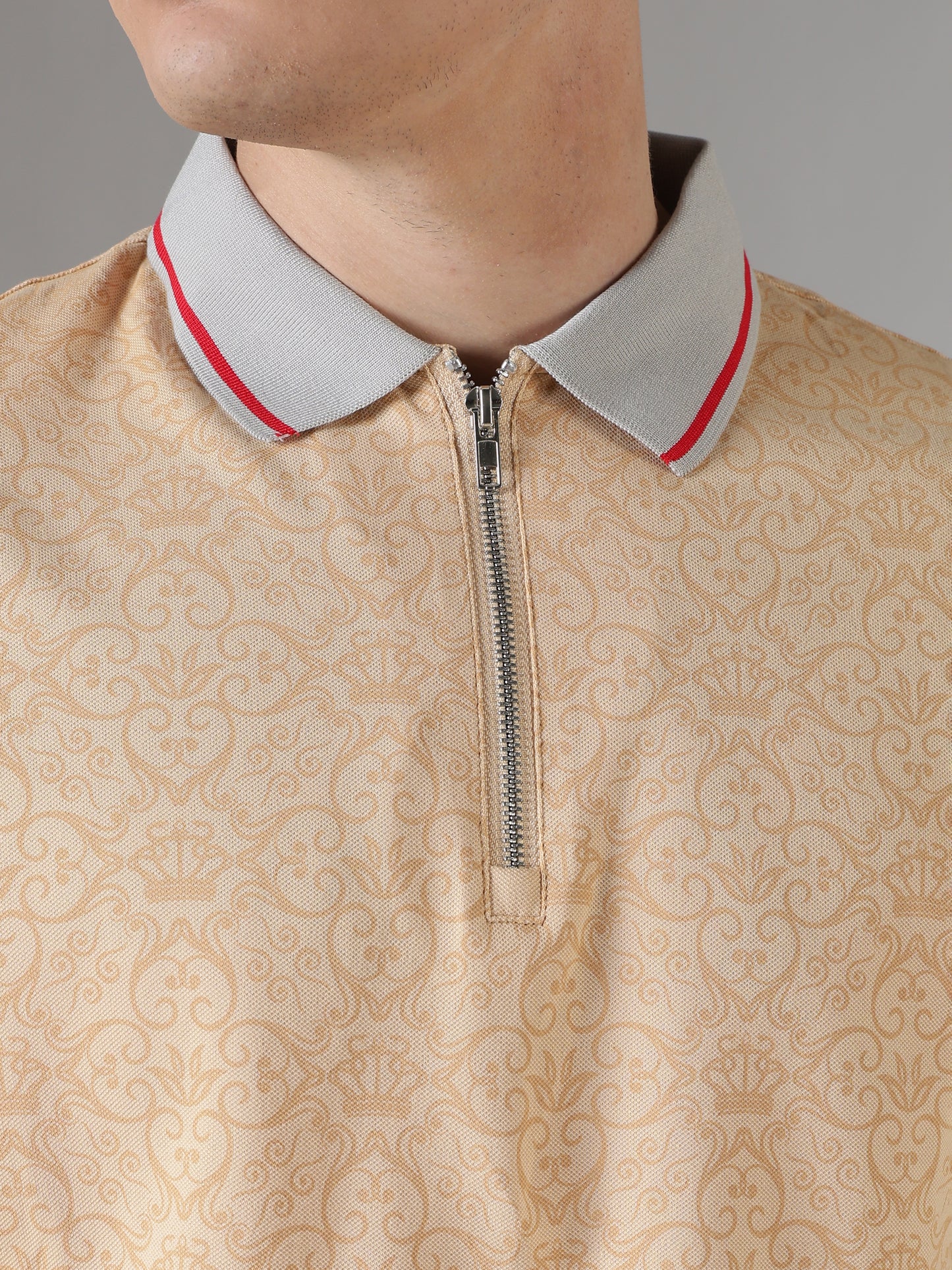 Monogram Sand Zip Polo