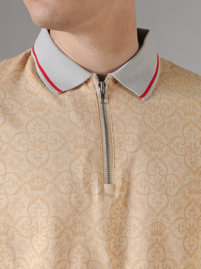 Monogram Sand Zip Polo