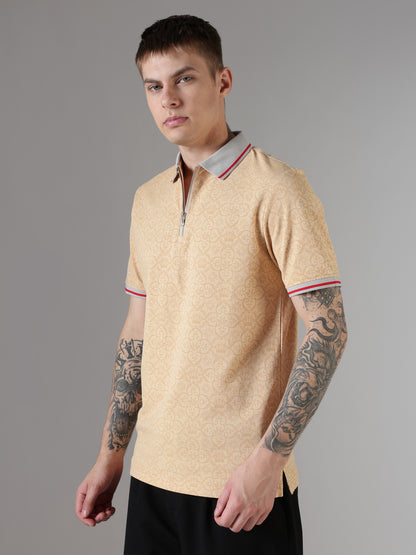 Monogram Sand Zip Polo