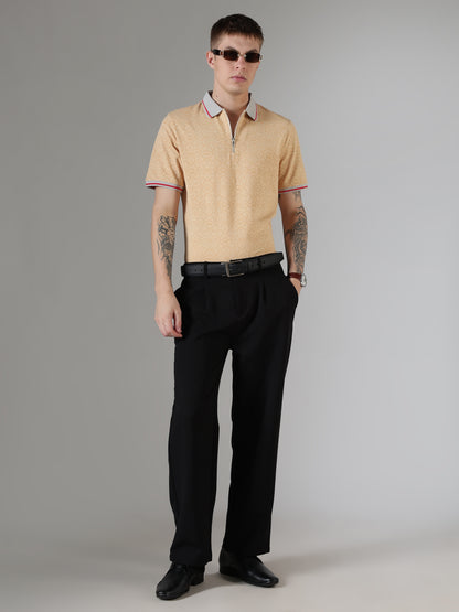 Monogram Sand Zip Polo