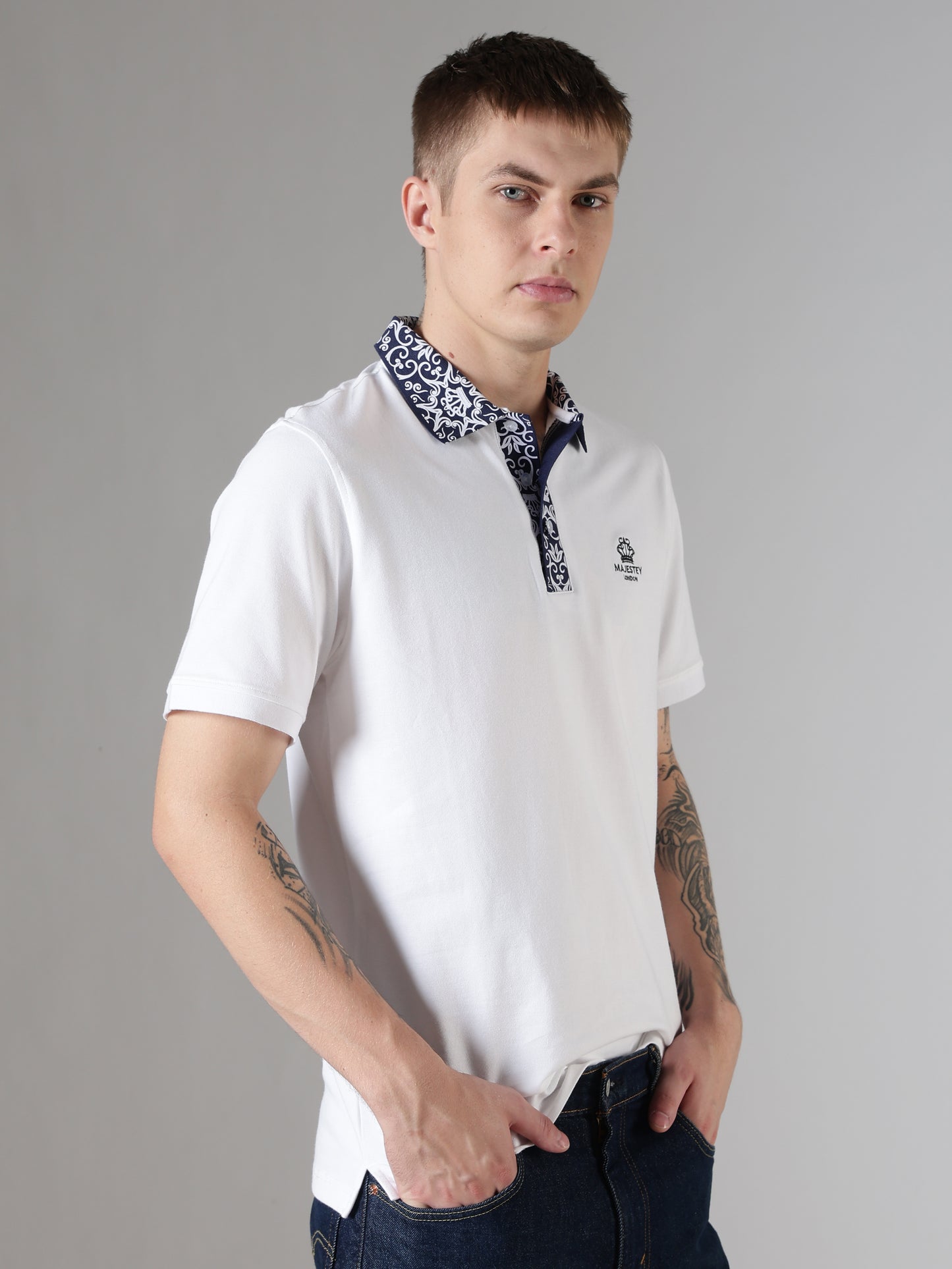 Ornate Collar Polo