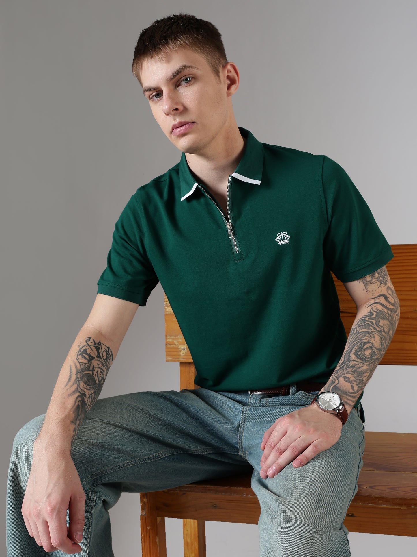 Regent Zip Polo – Emerald