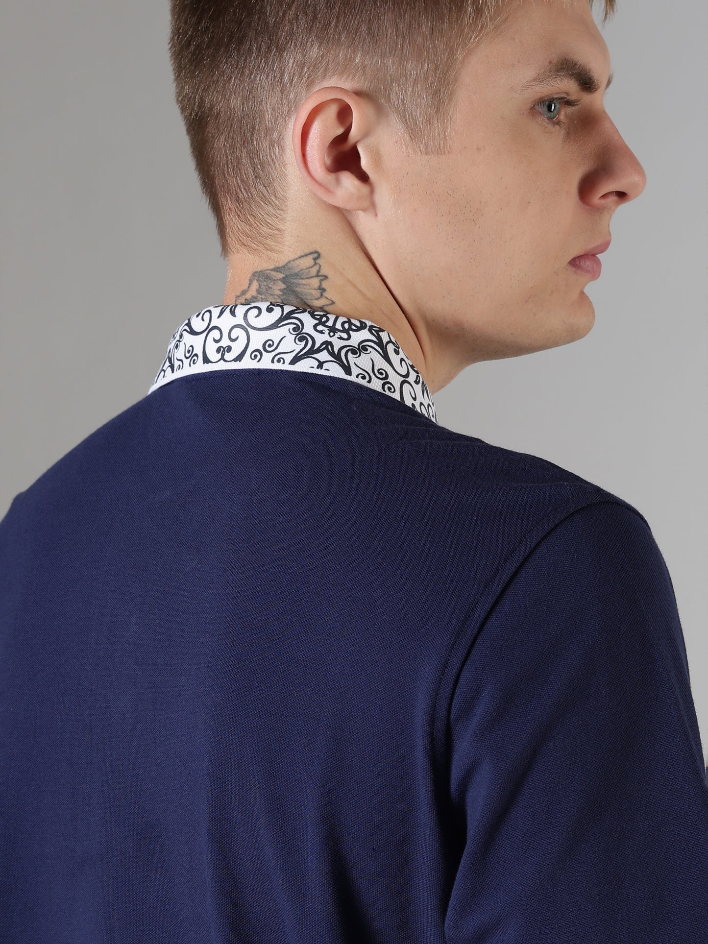 Midnight Ornate Collar Polo