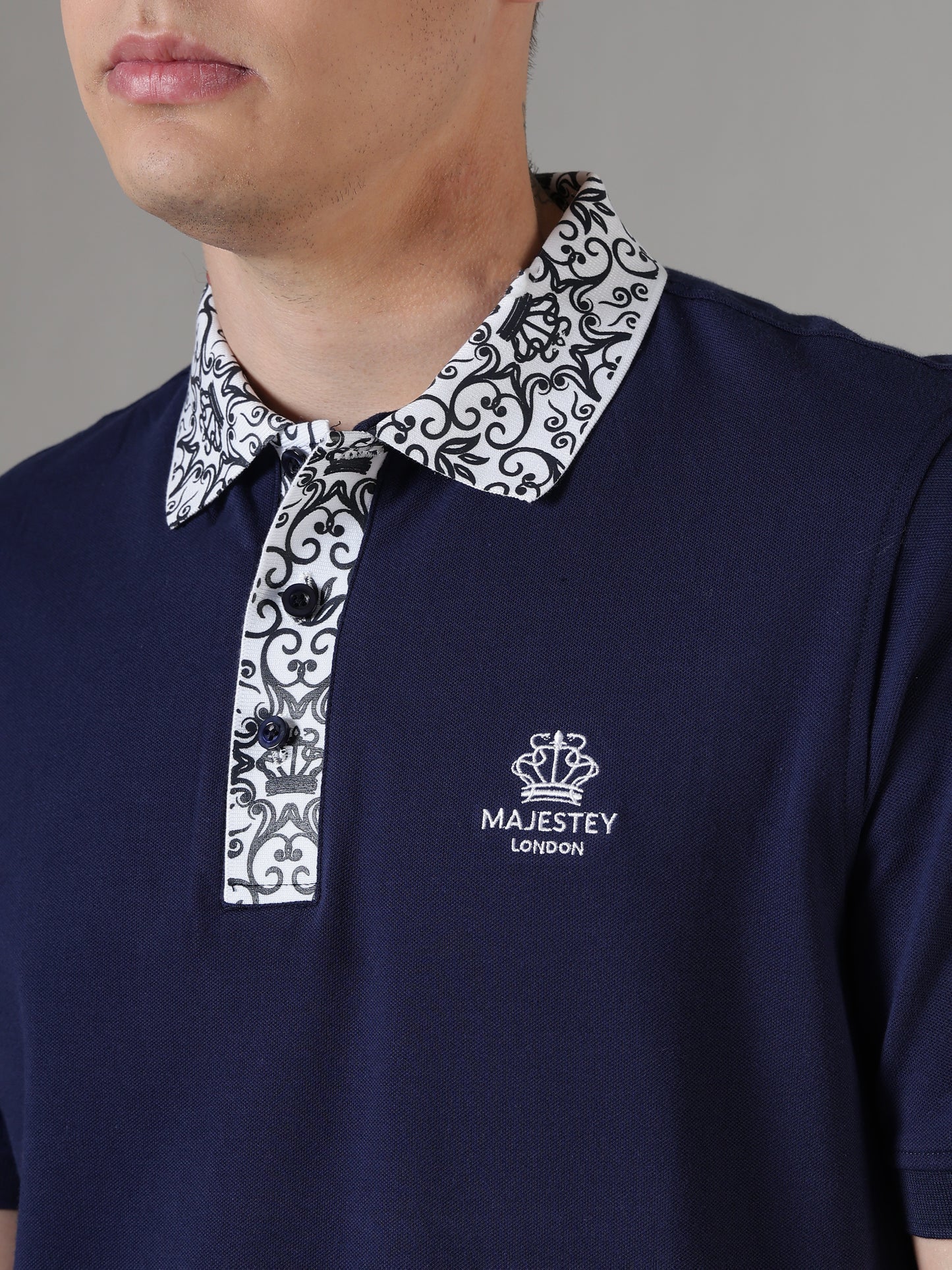Midnight Ornate Collar Polo