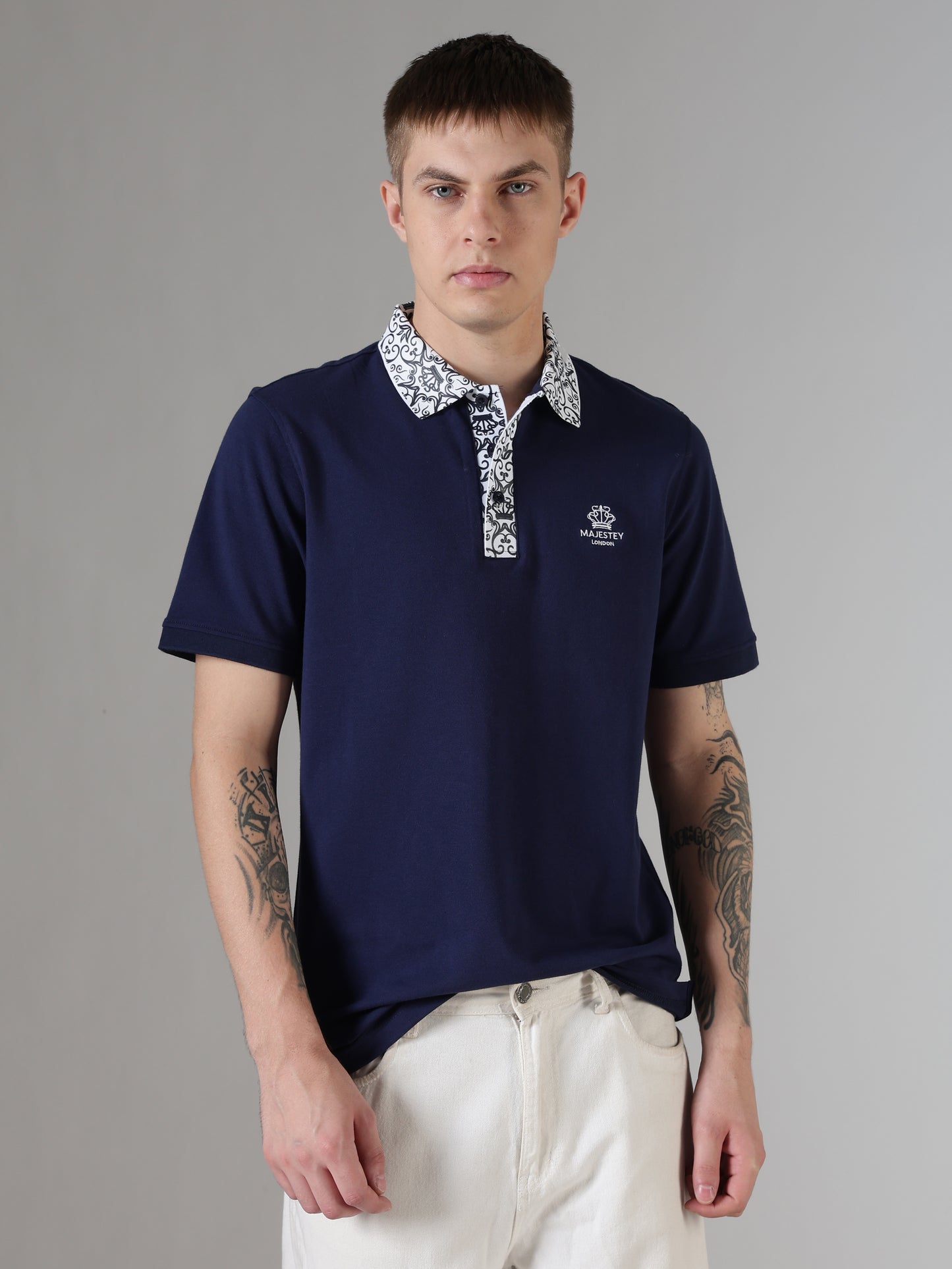 Midnight Ornate Collar Polo