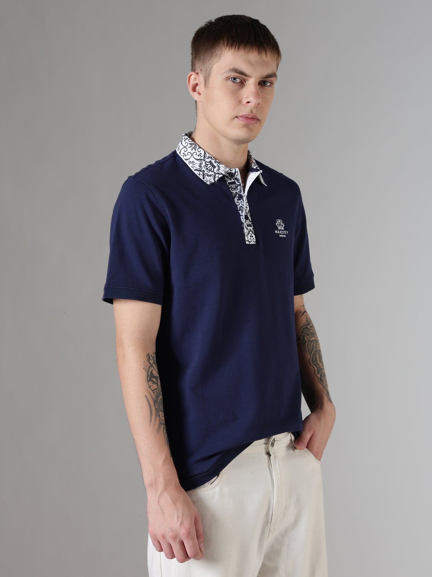 Midnight Ornate Collar Polo