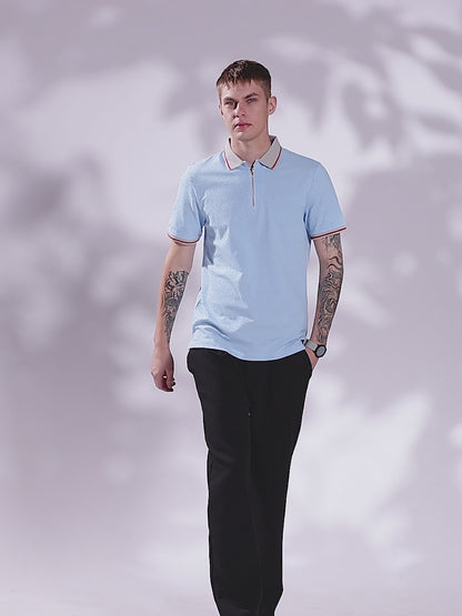 Monogram Sky Zip Polo