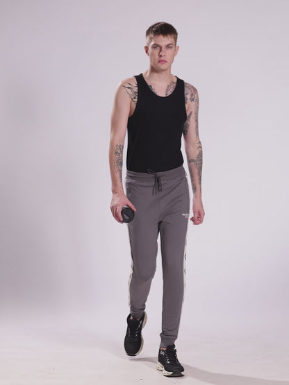 Grey Crown Tape Track Pants